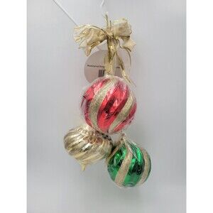 Shatterproof Ornament Hanging Decoration 3 Jumbo Ornaments With Gold Bow